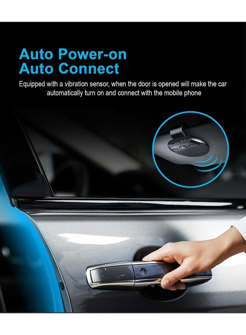 COYO Car Electronics Accessories Wireless Vehicle Car BT Speakers Handsfree Car Kit Hands-free Speakerphone Hands free Sun Visor Music Player with Mic Support to Connect Two Mobile Phones Auto Power on by Car Door Vibration - Image 4